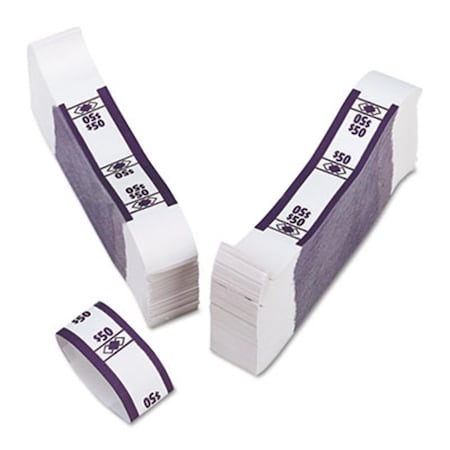 Pm Company PM Company 55026 Color-Coded Kraft Currency Straps- Dollar Bill- $50- Self-Adhesive- 1000/Pack 55026